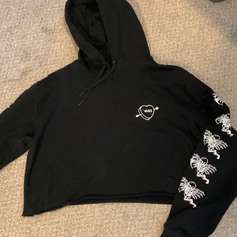 Cropped Vans Hoodie with Graphics on Both Sleeves
